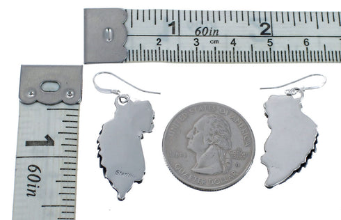 Navajo Turquoise Sterling Silver Leaf Hook Dangle Earrings JX127313